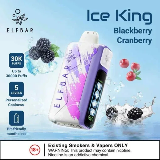 Elf Bar Ice King – Blackberry Cranberry – 30K 30000 Puffs - Buy Authentic Vape in Agra - Vape Shop Agra