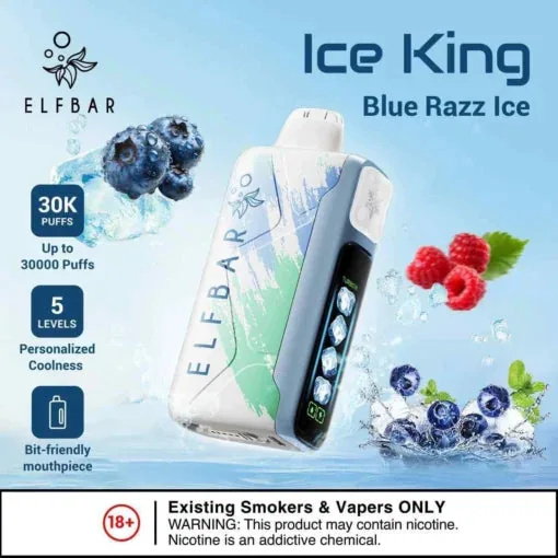 Elf Bar Ice King – Blue Razz Ice – 30K 30000 Puffs - Buy Authentic Vape in Agra - Vape Shop Agra