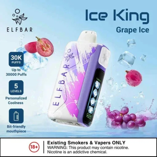 Elf Bar Ice King – Grape Ice – 30K 30000 Puffs - Buy Authentic Vape in Agra - Vape Shop Agra