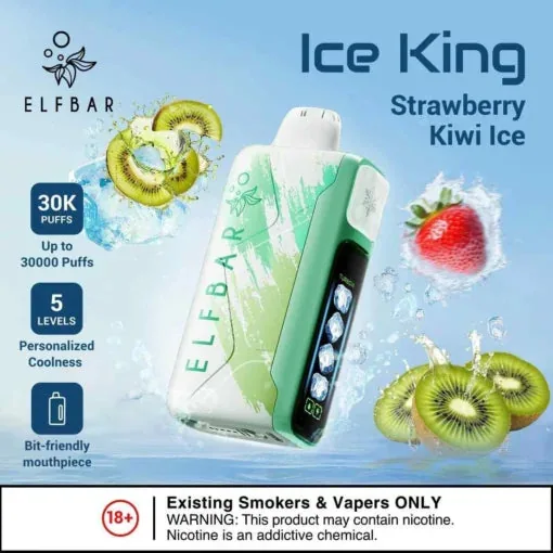 Elf Bar Ice King – Strawberry Kiwi Ice – 30K 30000 Puffs - Buy Authentic Vape in Agra - Vape Shop Agra
