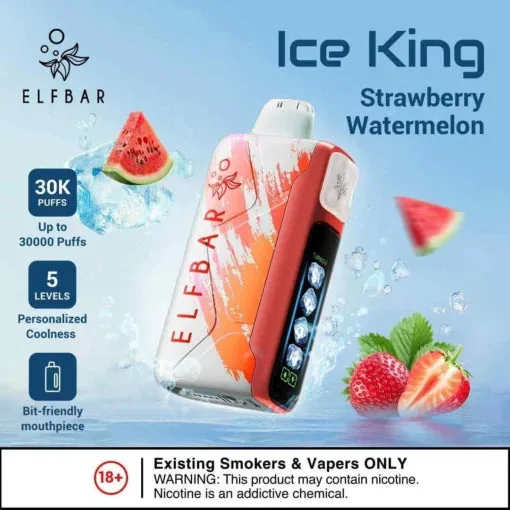 Elf Bar Ice King – Strawberry Watermelon – 30K 30000 Puffs - Buy Authentic Vape in Agra - Vape Shop Agra
