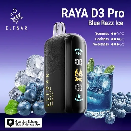 Elf Bar Raya D3 Pro 30K Blue Razz Ice 30000 Puffs - Buy Authentic Vape in Agra - Vape Shop Agra