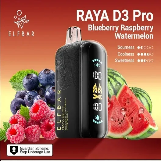 Elf Bar Raya D3 Pro 30K Blueberry Raspberry Watermelon 30000 Puffs - Buy Authentic Vape in Agra - Vape Shop Agra
