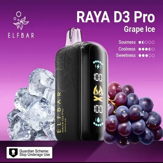 Elf Bar Raya D3 Pro -30k Grape Ice 30000 Puffs - Buy Authentic Vape in Agra - Vape Shop Agra