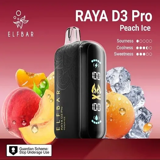 Elf Bar Raya D3 Pro -30k Peach Ice 30000 Puffs - Buy Authentic Vape in Agra - Vape Shop Agra